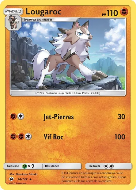 Lougaroc, carte Pokémon BUS 76 — extension Ombres Ardentes