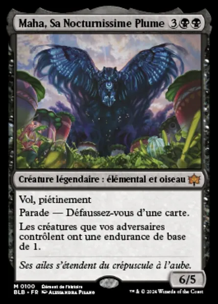 Maha, Sa Nocturnissime Plume, carte Magic BLB 100 — extension Bloomburrow
