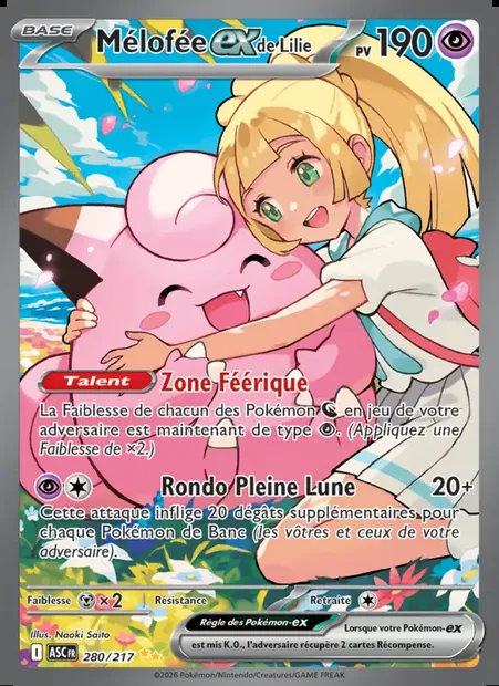 Mélofée-ex de Lilie, carte Pokémon ASC 280 — extension Héros Transcendants