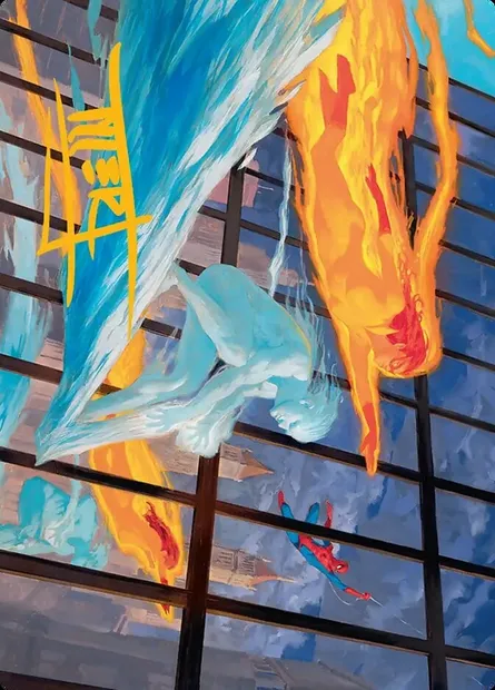 Iceman and Firestar // Iceman and Firestar, carte Magic AMSH 45 — extension Marvel Super Heroes Art Series