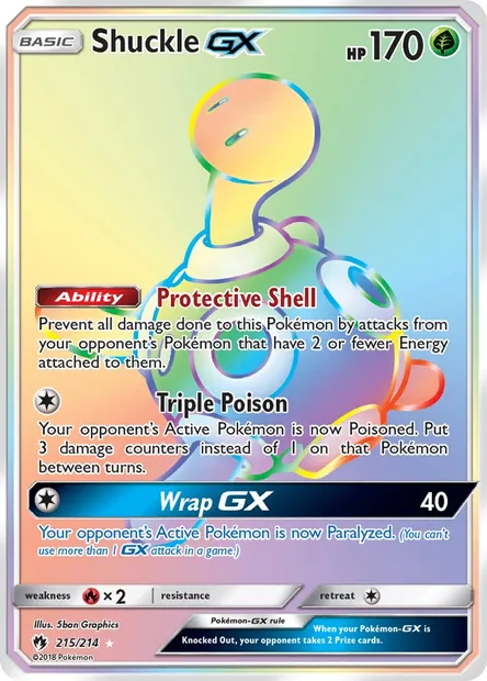Shuckle GX, Pokémon card LOT 215 — Lost Thunder set