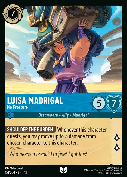 Luisa Madrigal - No Pressure, Disney Lorcana card CH12-151 — Wilds Unknown set