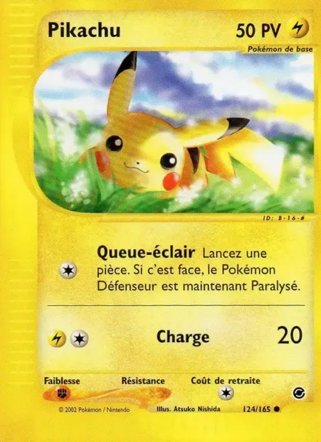 Pikachu, carte Pokémon EX 124 — extension Expedition