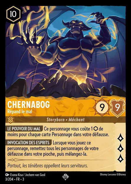 Chernabog - Répand le mal, carte Disney Lorcana CH3-003 — extension Les Terres d'Encres