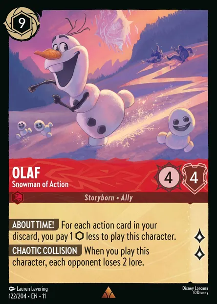 Olaf - Snowman of Action, Disney Lorcana card CH11-122 — Winterspell set