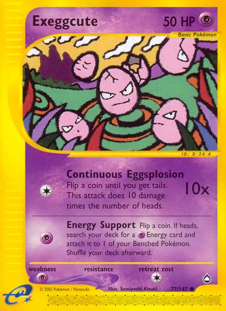 Exeggcute, Pokémon card AQ 77 — Aquapolis set