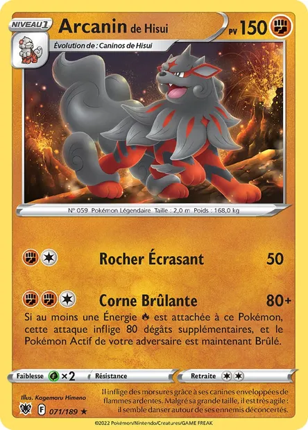 Arcanin de Hisui, carte Pokémon ASR 071 — extension Astres Radieux