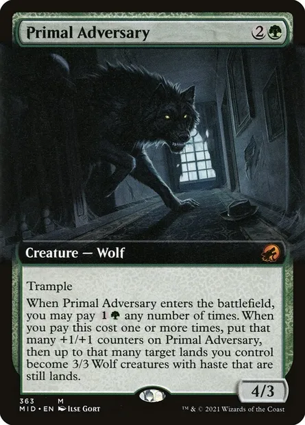 Primal Adversary, Magic card MID 363 — Innistrad: Midnight Hunt set