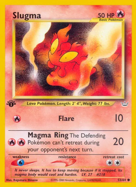 Slugma, Pokémon card NR 53 — Neo Revelation set
