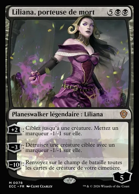 Liliana, porteuse de mort, carte Magic ECC 78 — extension Lorwyn Eclipsed Commander