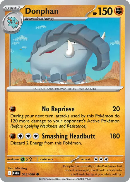 Donphan, Pokémon card CRI 045 — Chaos Rising set