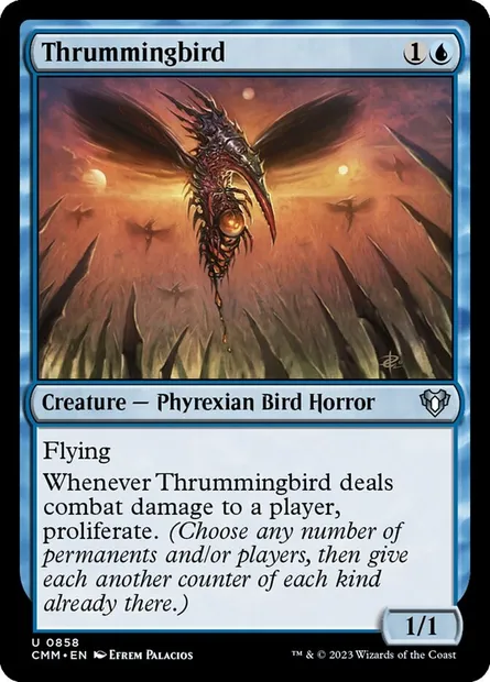 Thrummingbird, Magic card CMM 858 — Commander Masters set