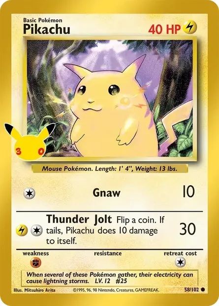 Pikachu, Pokémon card 30C CC014 — 30th Celebration set