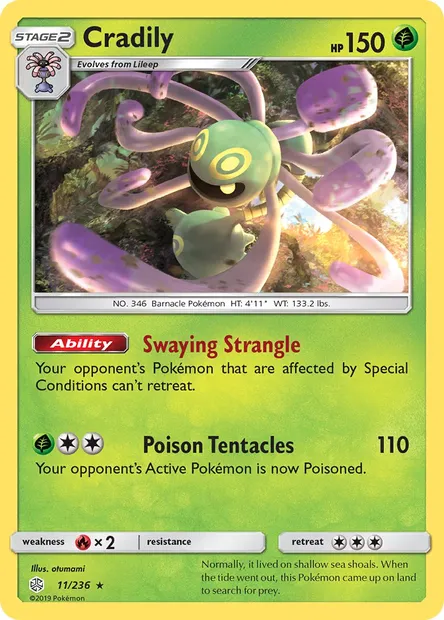 Cradily, Pokémon card CEC 11 — Cosmic Eclipse set
