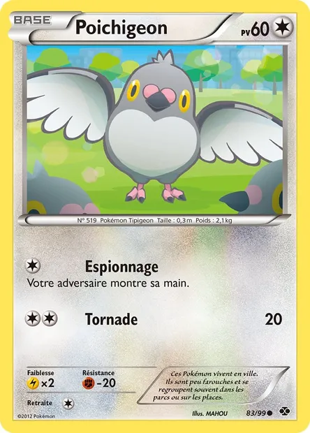 Poichigeon, carte Pokémon NXD 83 — extension Destinées Futures