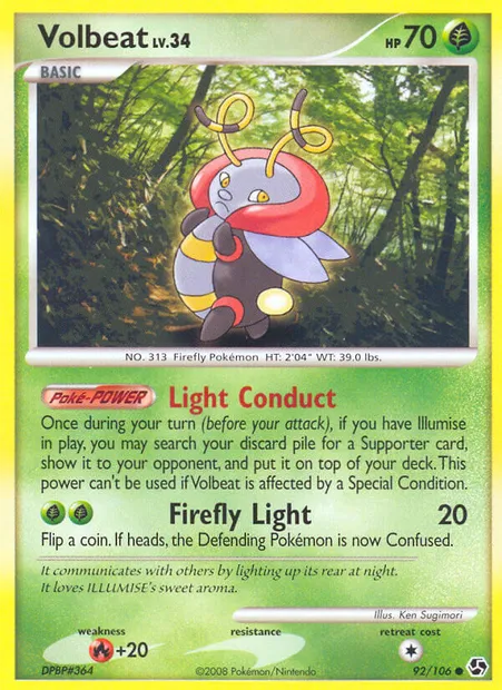 Volbeat, Pokémon card GE 92 — Great Encounters set