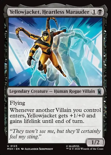 Yellowjacket, Heartless Marauder, Magic card MSH 123 — Marvel Super Heroes set