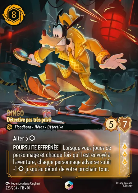 Dingo - Détective pas très privé, carte Disney Lorcana CH10-223 — extension Lueurs dans les Profondeurs