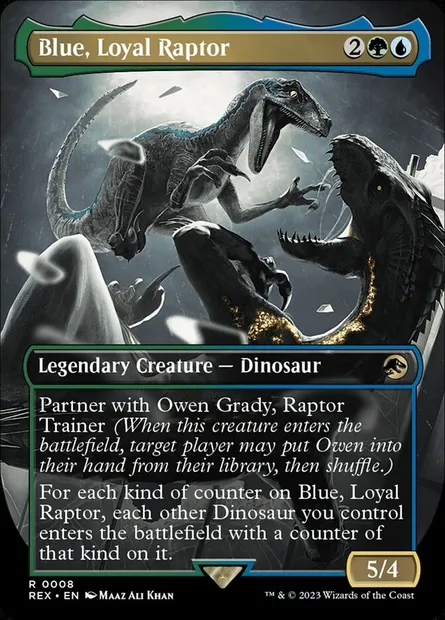 Blue, Loyal Raptor, Magic card REX 8 — Jurassic World Collection set