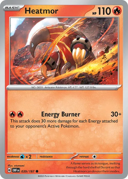 Heatmor, Pokémon card OBF 039 — Obsidian Flames set