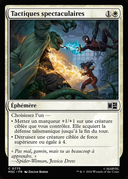 Tactiques spectaculaires, carte Magic MSC 775 — extension Marvel Super Heroes Commander