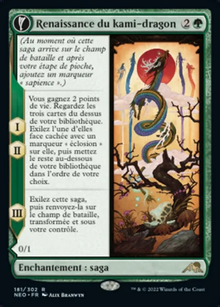Renaissance du kami-dragon // Œuf du kami-dragon, carte Magic NEO 181 — extension Kamigawa: La Dynastie Néon