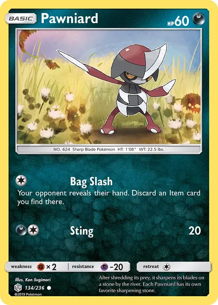 Pawniard, Pokémon card CEC 134 — Cosmic Eclipse set