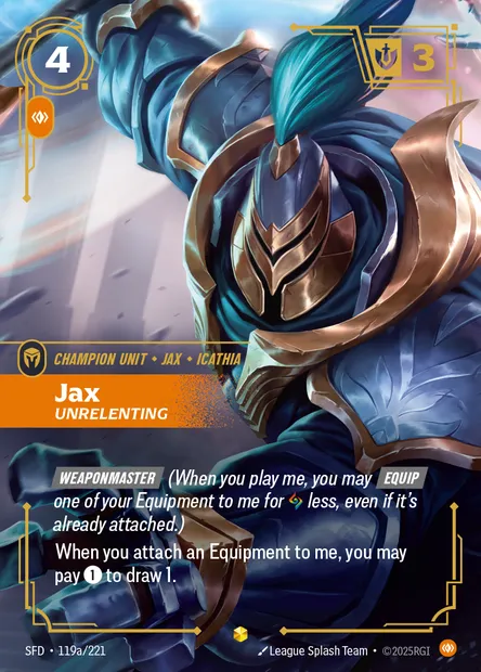 Jax, Riftbound card SFD 119a — Spiritforged set