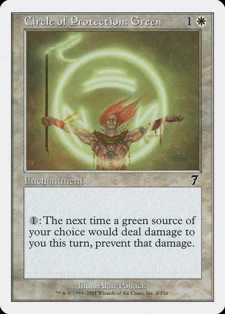 Cercle de protection : vert, carte Magic 7ED 8 — extension Septième Edition