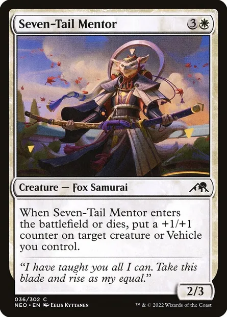 Seven-Tail Mentor, Magic card NEO 36 — Kamigawa: Neon Dynasty set