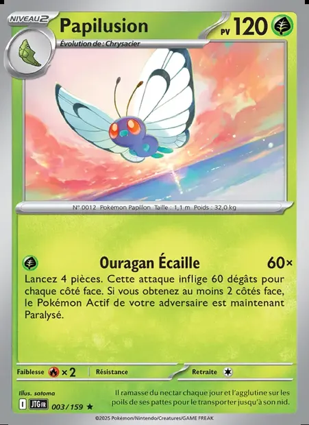 Papilusion, carte Pokémon JTG 003 — extension Aventures Ensemble