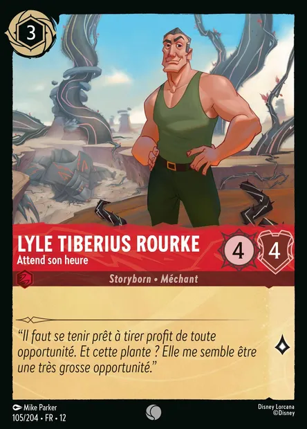 Lyle Tiberius Rourke - Attend son heure, carte Disney Lorcana CH12-105 — extension Contrées Inconnues