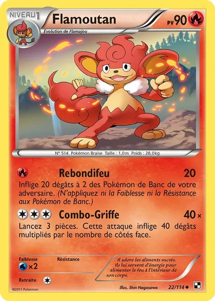 Flamoutan, carte Pokémon BLW 22 — extension Noir & Blanc