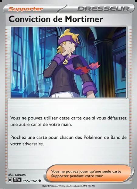 Conviction de Mortimer, carte Pokémon TEF 155 — extension Forces Temporelles