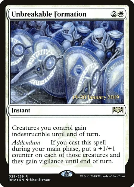 Formation inébranlable, carte Magic PRNA 29s — extension Ravnica Allegiance Promos