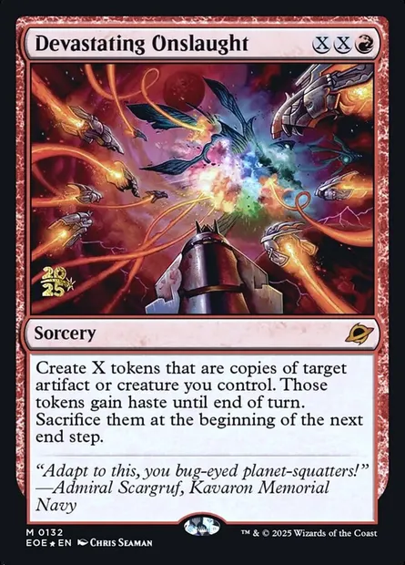 Devastating Onslaught, Magic card PEOE 132s — Edge of Eternities Promos set