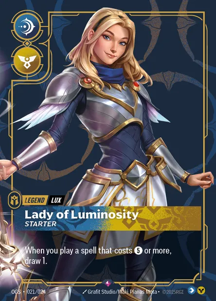 Lady of Luminosity, Riftbound card OGS 021 — Proving Grounds set