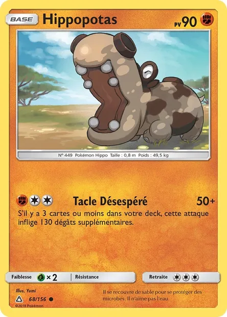 Hippopotas, carte Pokémon UPR 68 — extension Ultra-Prisme