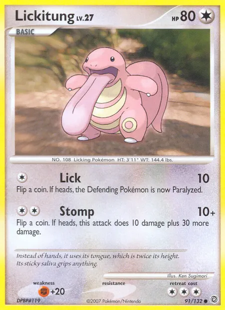 Lickitung, Pokémon card SW 91 — Secret Wonders set
