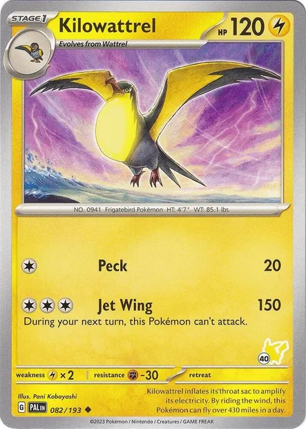 Kilowattrel, Pokémon card BA24 082-40 — Battle Academy 2024 set