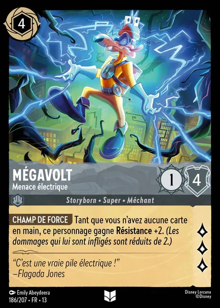Mégavolt - Menace électrique, carte Disney Lorcana CH13-186 — extension Invasion Epineuse!