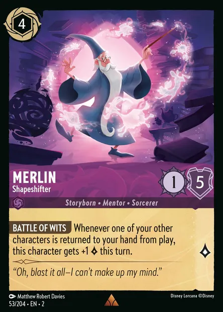 Merlin - Shapeshifter, Disney Lorcana card CH2-053 — Rise of the Floodborn set