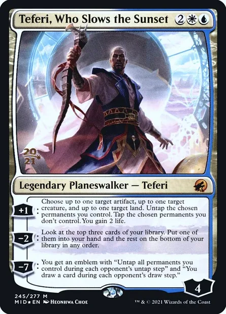 Teferi, Who Slows the Sunset, Magic card PMID 245s — Innistrad: Midnight Hunt Promos set