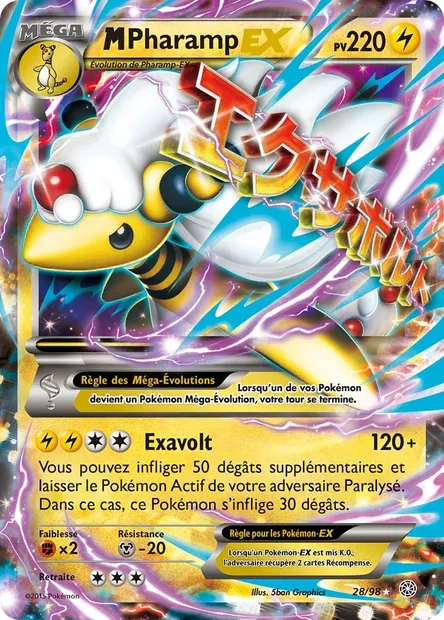 M-Pharamp EX, carte Pokémon AOR 28 — extension Origines Antiques