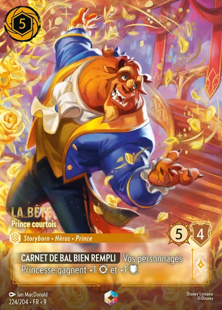 La Bête - Prince courtois, carte Disney Lorcana CH9-224 — extension Fabuleux