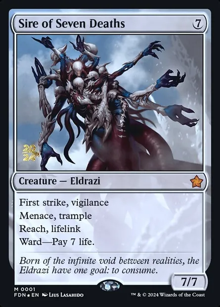 Sire of Seven Deaths, Magic card PFDN 1s — Foundations Promos set