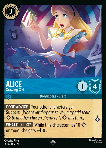 Alice - Growing Girl, Disney Lorcana card CH9-160 — Fabled set