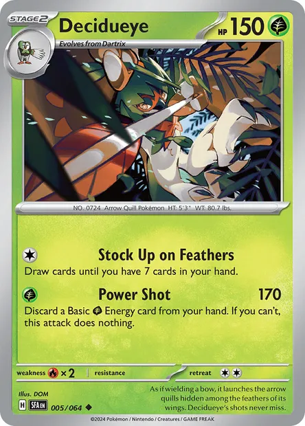 Decidueye, Pokémon card SFA 005 — Shrouded Fable set