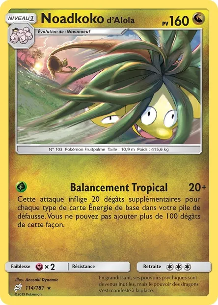 Noadkoko d’Alola, carte Pokémon TEU 114 — extension Duo de Choc