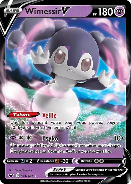 Wimessir V, carte Pokémon SSH 91 — extension Épée et Bouclier